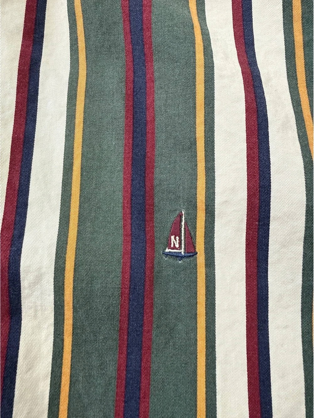 Norsport Men's Striped Button-Down Shirt Medium 100% Cotton